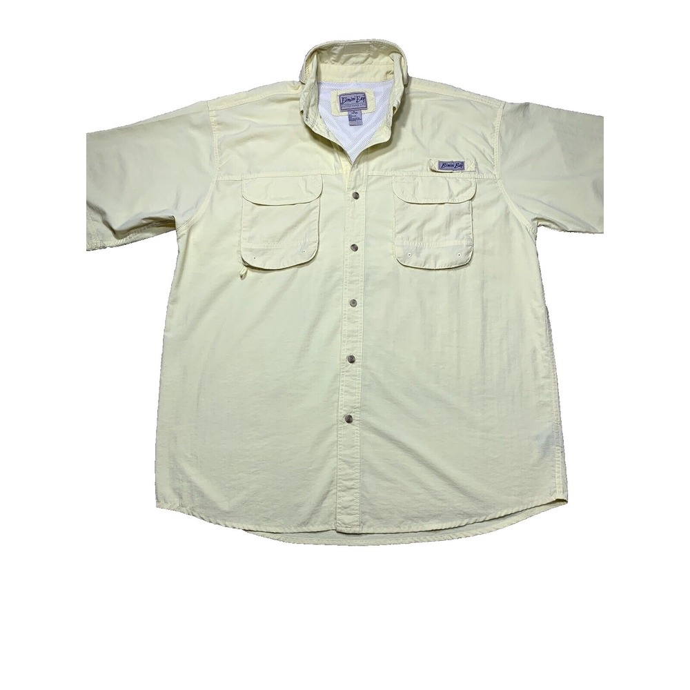 Bimini‎ Bay Outfitters Fishing Shirt Men XL Yellow Vented Outdoor gorecore